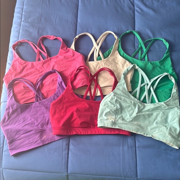lululemon athletica Other - Lululemon Set of 6 Energy Bras Sz 10 Blue Purple Pink Green!